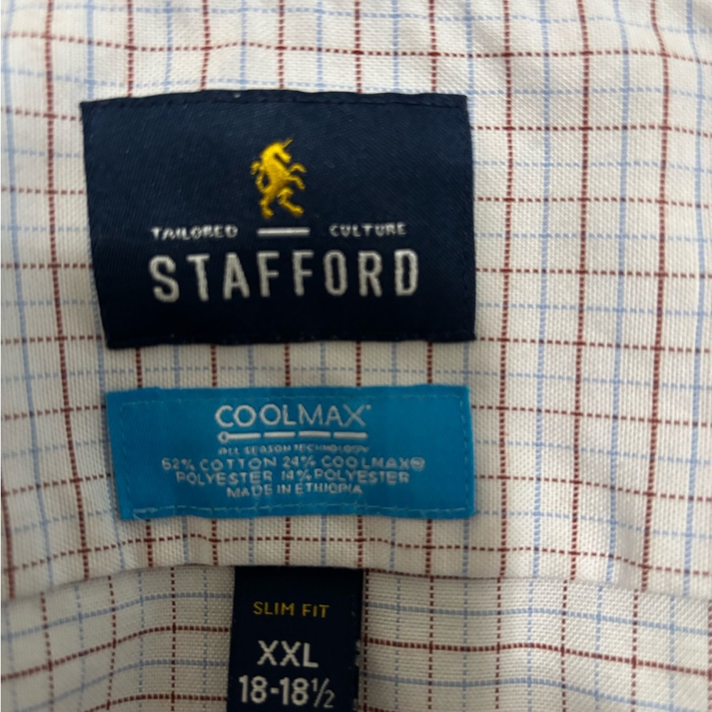 Stafford Blue and White Casual Button Down Shirt